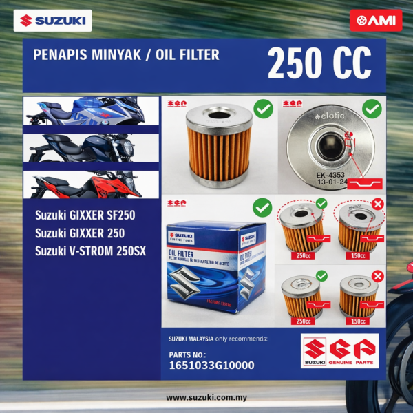 OIL FILTER & O-RING ORIGINAL SUZUKI V-STROM 250 SX | GIXXER 250/SF
