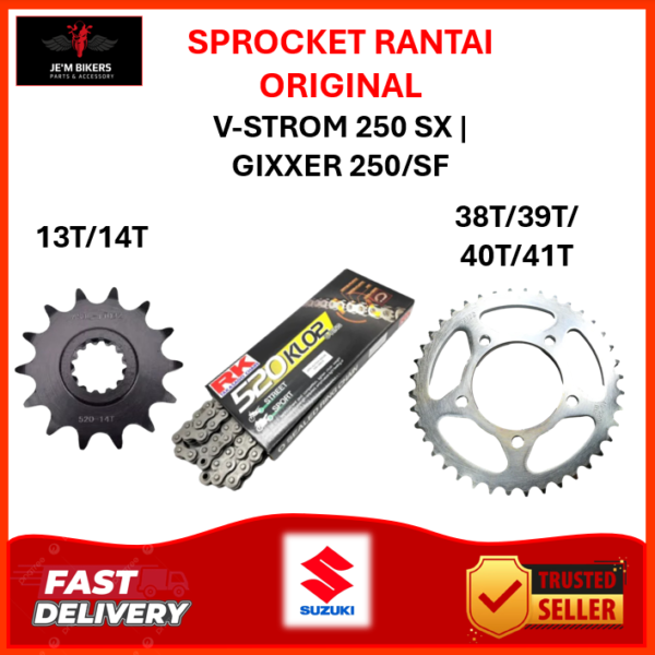 SPROCKET & CHAIN ORIGINAL SUZUKI V-STROM 250 SX | GIXXER 250/SF