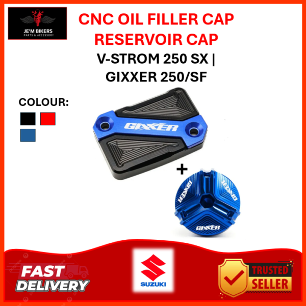 CNC OIL FILLER CAP & FRONT BRAKE FLUID RESERVOIR COVER SUZUKI V-STROM 250 SX | GIXXER 250/SF
