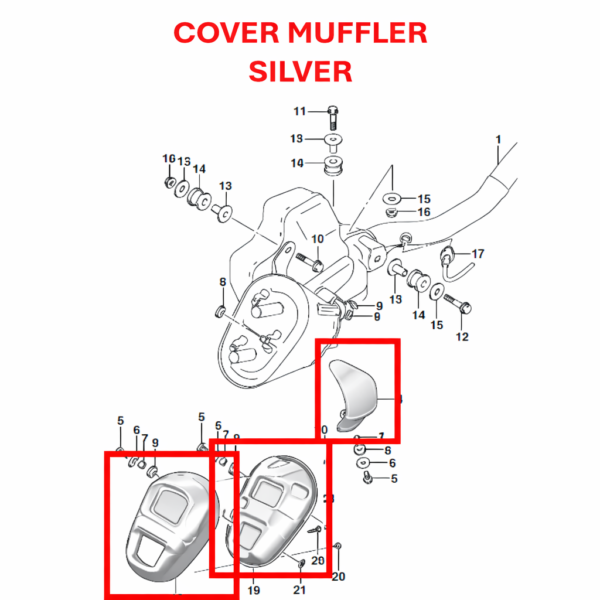 COVER MUFFLER SILVER ORIGINAL SUZUKI V-STROM 250 SX | GIXXER 250/SF