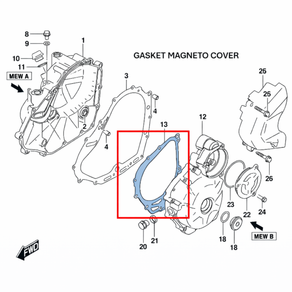 GASKET CLUTCH & MAGNETO COVER ORIGINAL SUZUKI V-STROM 250 SX | GIXXER 250/SF