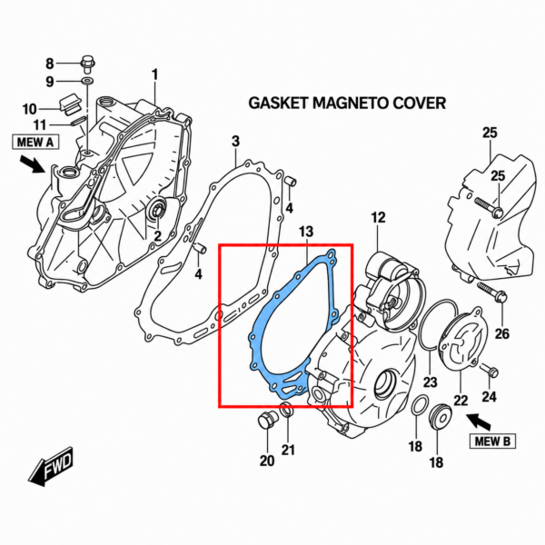 GASKET CLUTCH & MAGNETO COVER ORIGINAL SUZUKI V-STROM 250 SX | GIXXER 250/SF