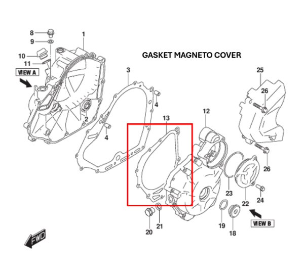GASKET CLUTCH & MAGNETO COVER ORIGINAL SUZUKI V-STROM 250 SX | GIXXER 250/SF