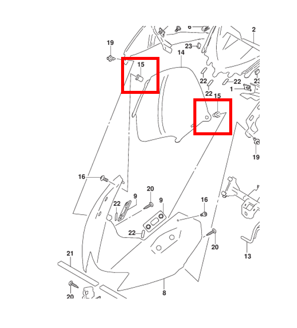 RUBBER NUT WINDSHIELD ORIGINAL SUZUKI GIXXER 250 SF