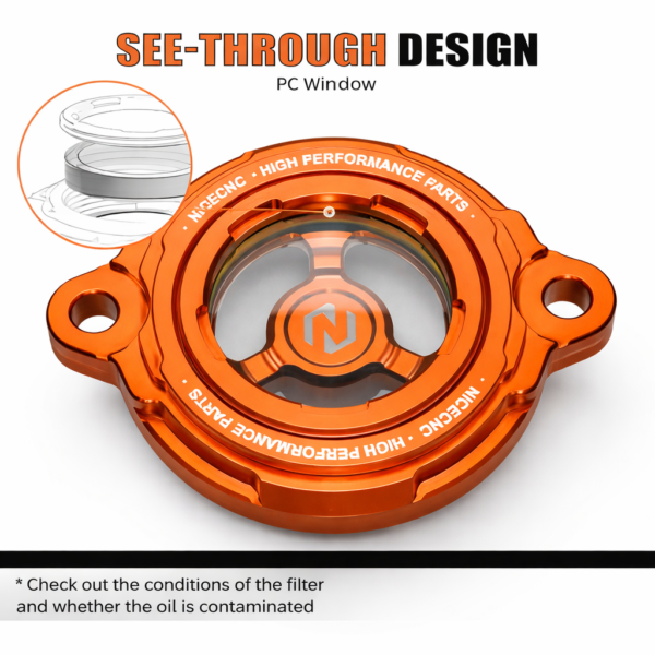KTM COVER OIL FILTER TRANSPARENT NICECNC DUKE | RC | ADV