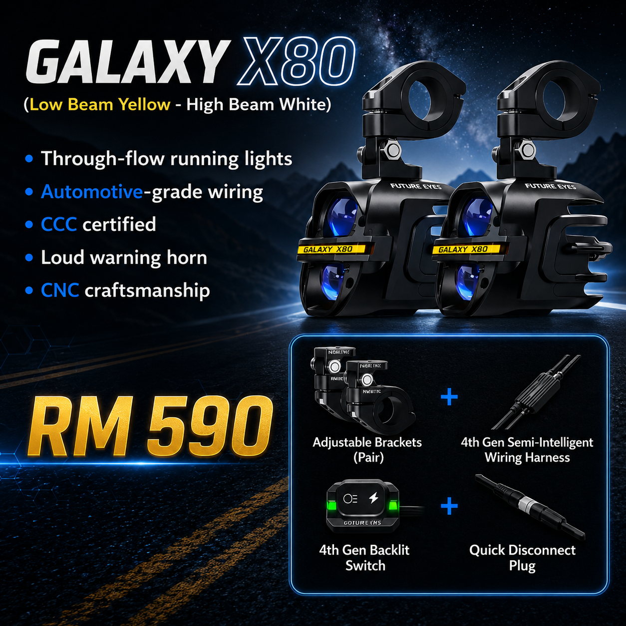 FUTURE EYES GALAXY X80 SPORTLIGHT MOTORCYCLE | UNIVERSAL