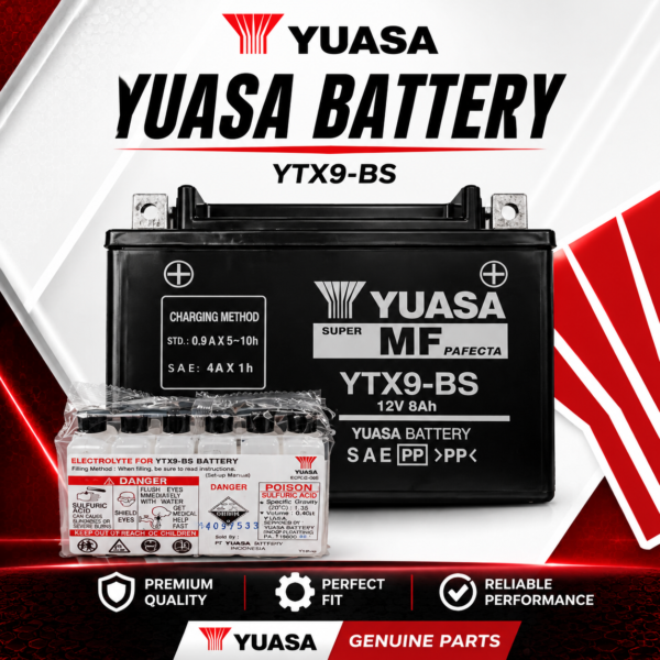 YTX9-BS YUASA BATTERY ORIGINAL BAJAJ PULSAR | DOMINAR | KTM DUKE/RC
