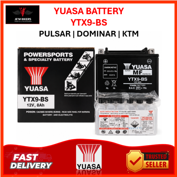YTX9-BS YUASA BATTERY ORIGINAL BAJAJ PULSAR | DOMINAR | KTM DUKE/RC