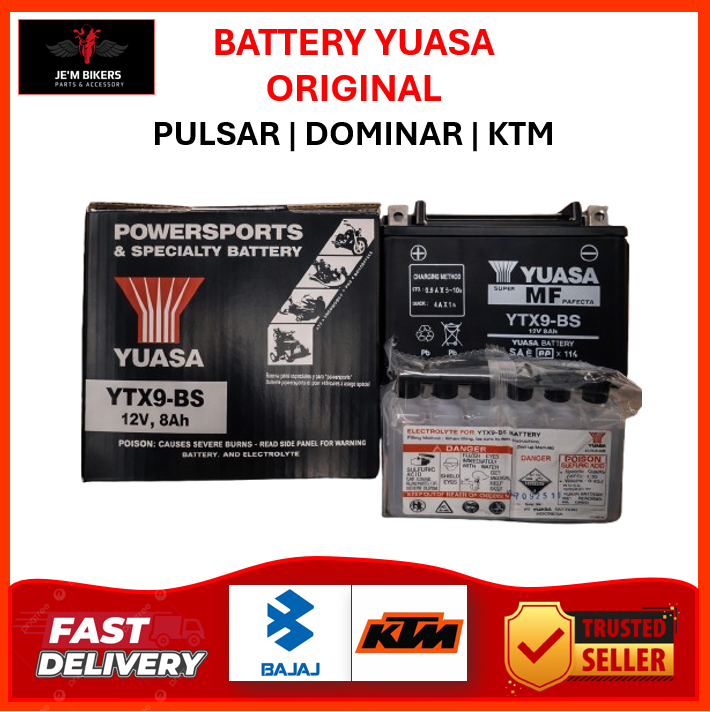 YTX9-BS YUASA BATTERY ORIGINAL BAJAJ PULSAR | DOMINAR | KTM DUKE/RC