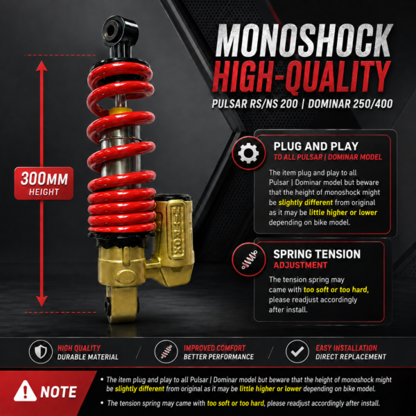 MONOSHOCK BAJAJ PULSAR RS | NS 160/200 | DOMINAR 250/400